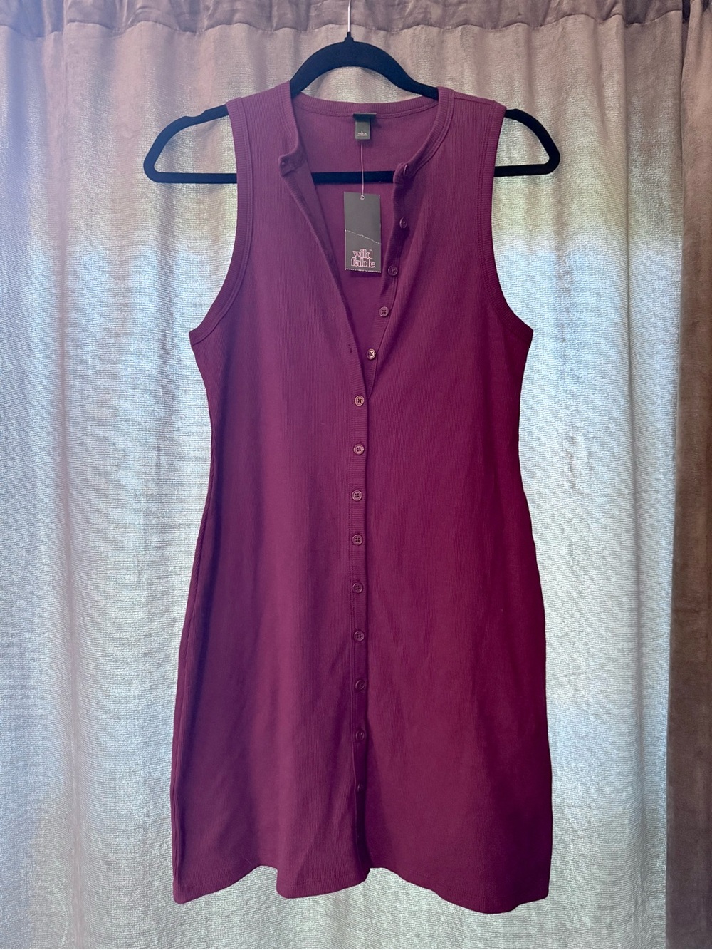 Plum Sleeveless Button-Front Tank Dress - Wild Fable